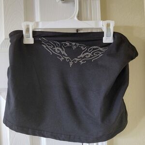 Black Strapless Rhinestone Accent Tube Top